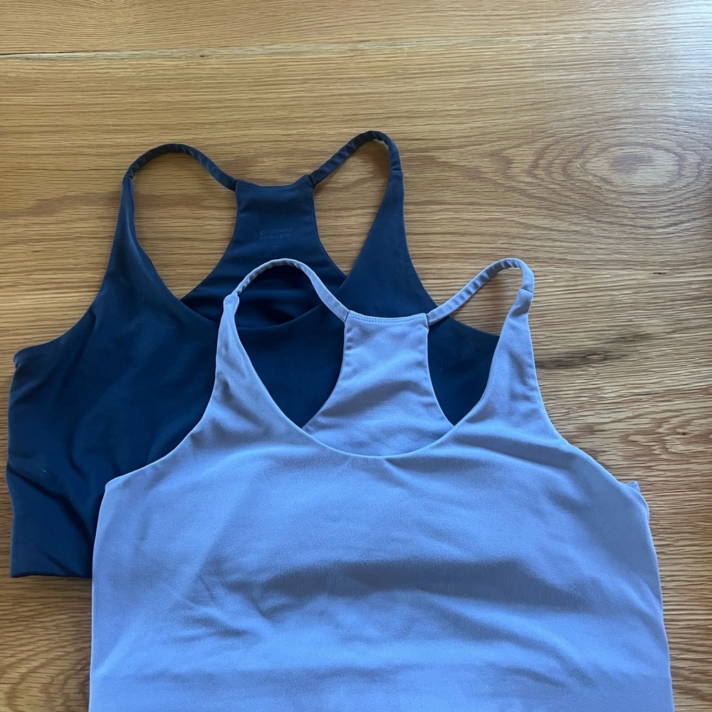 Set of Two Girlfriend Collective Cleo Bras in Midnight and Sea Glass